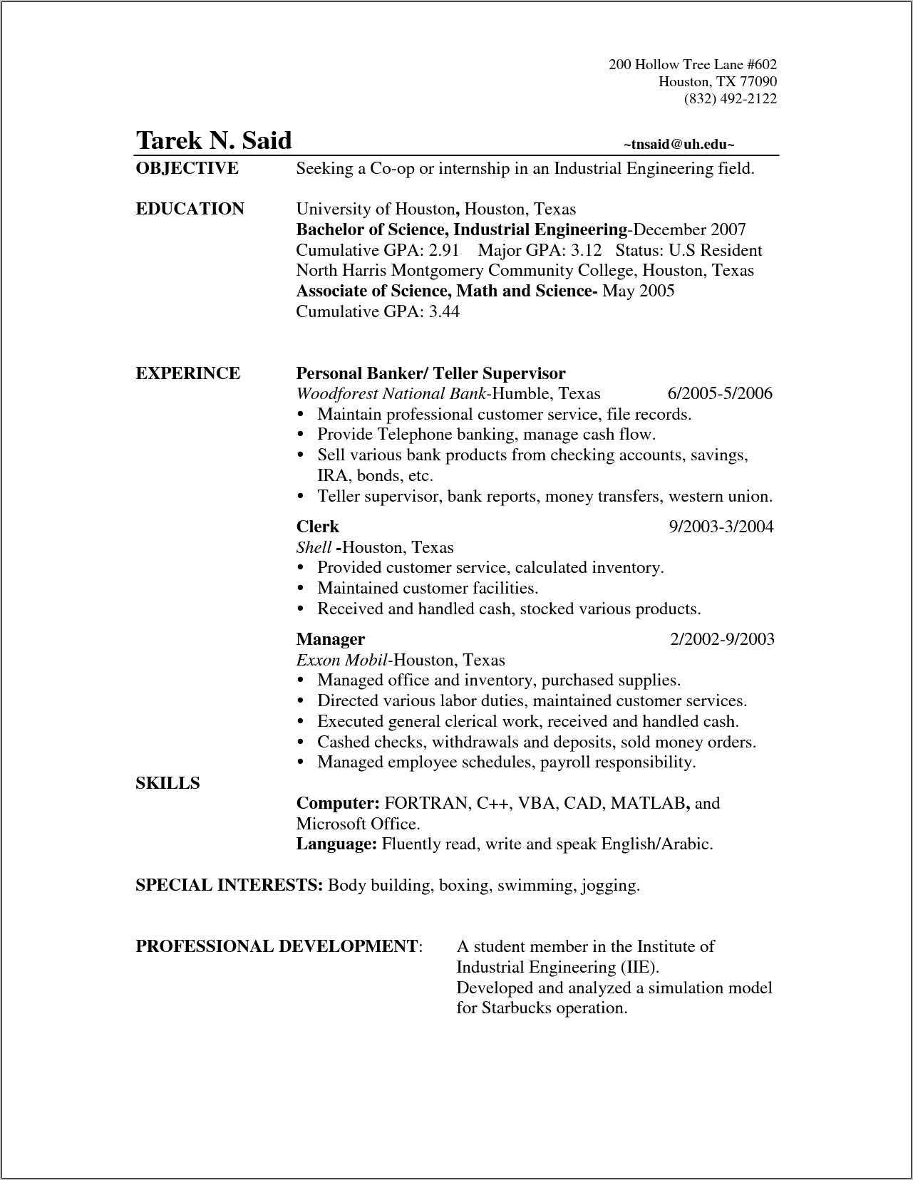 Bank Teller Job Resume Sample