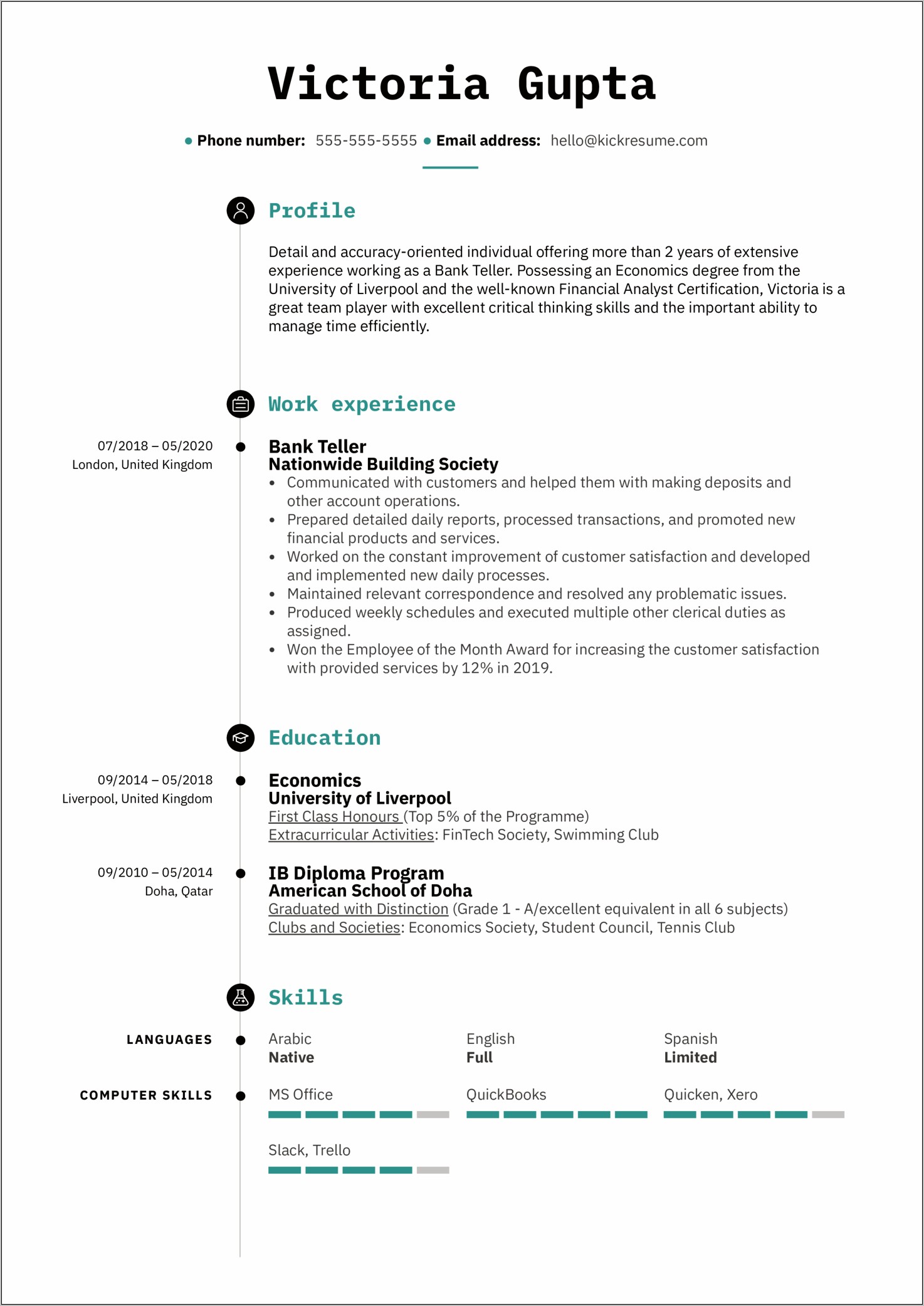 Bank Teller Resume Sample Objective