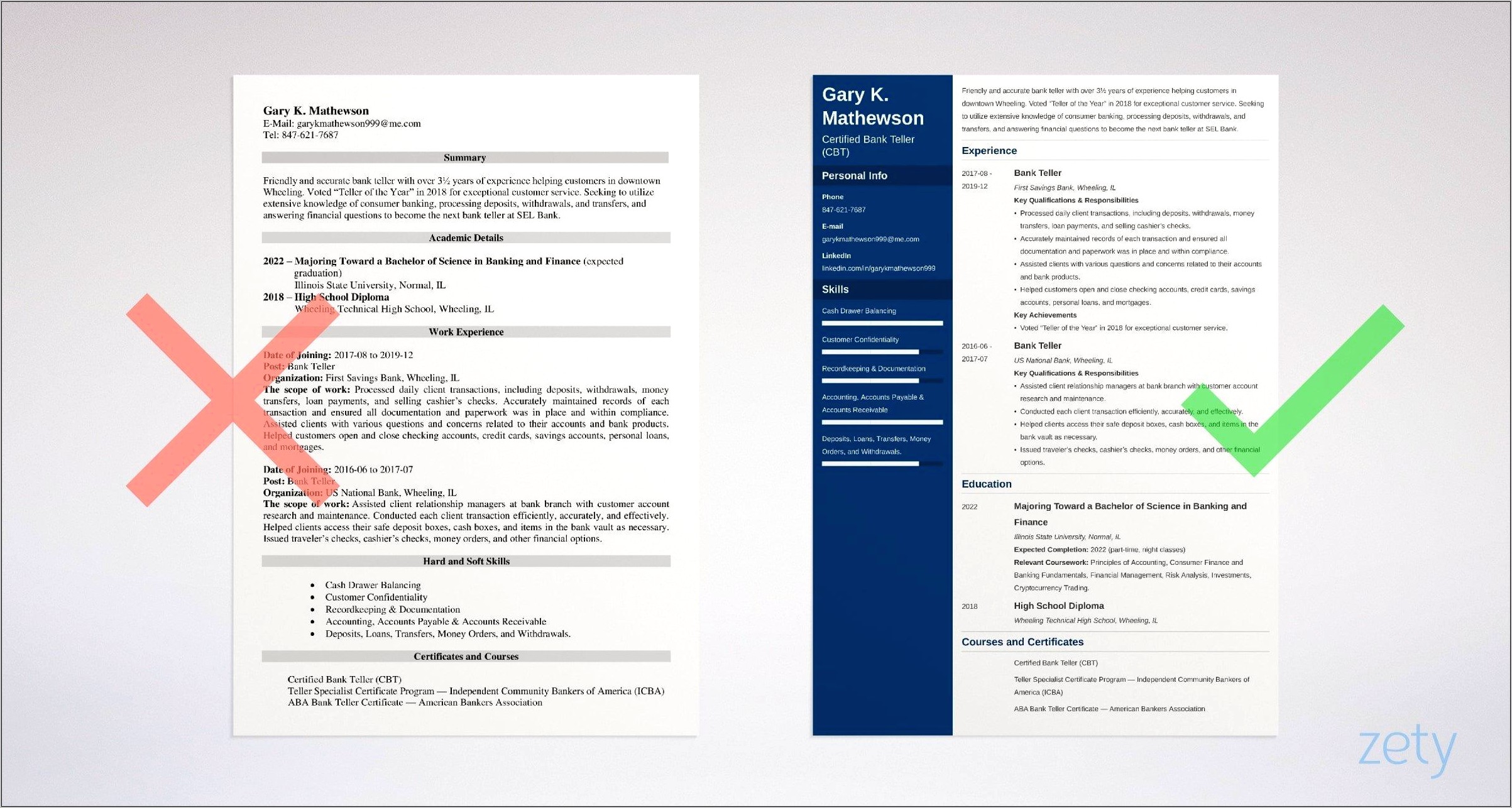 Bank Teller Summary Resume Sample