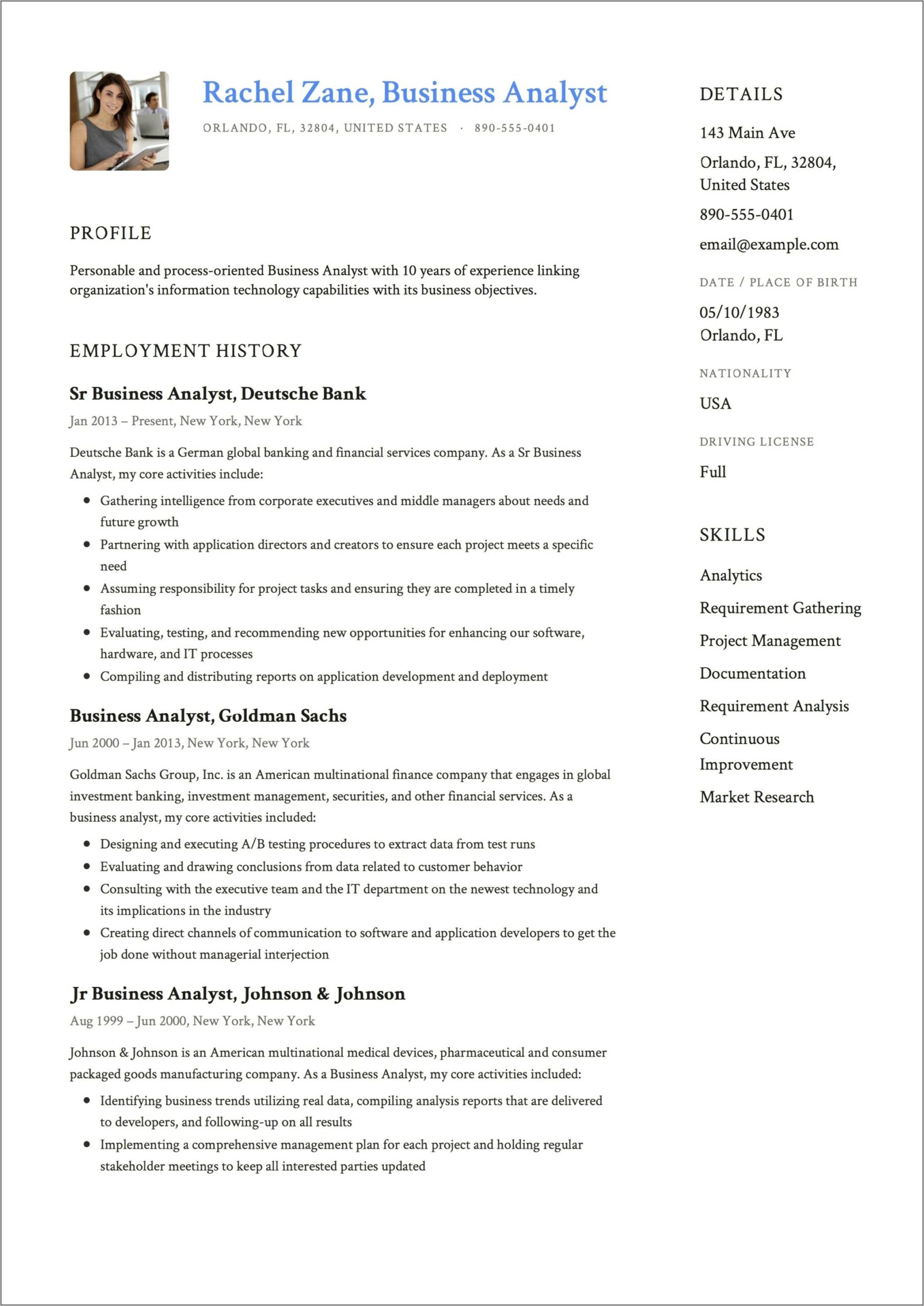 Banking Business Analyst Resume Examples