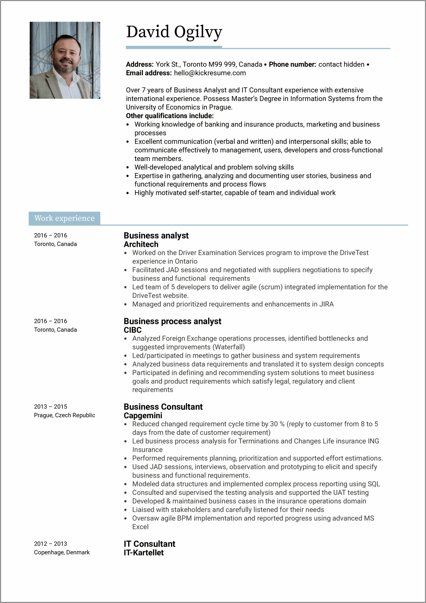 Banking Business Analyst Resume Sample