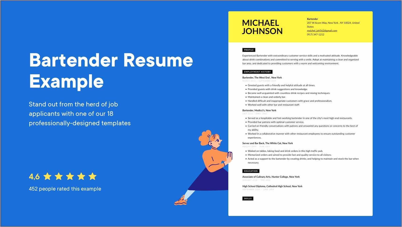 Bartender Resume Summary Education Examples