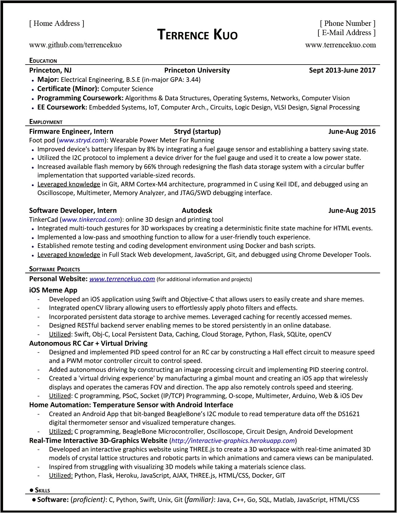 Basic Computer Science Skills Resume