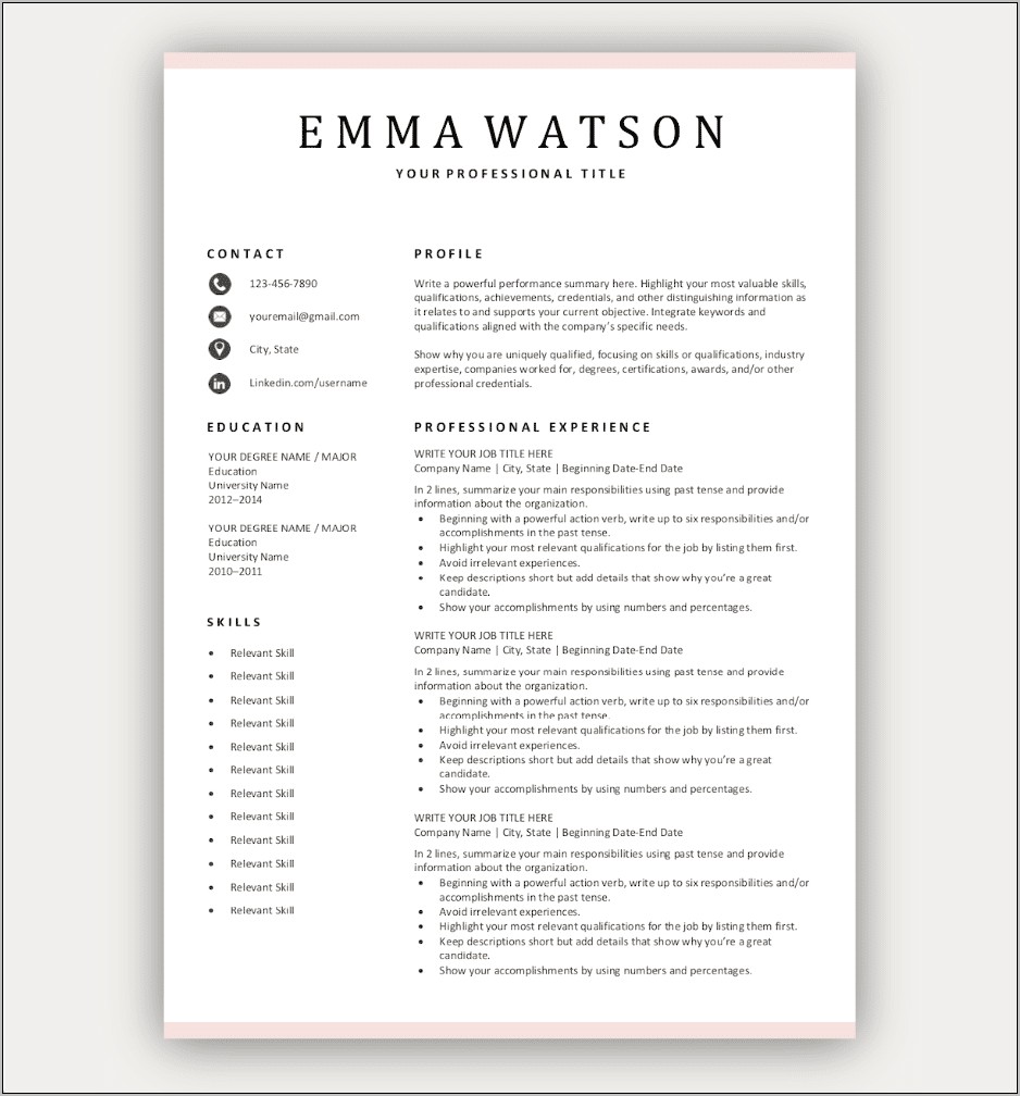 Basic Resume For Any Job