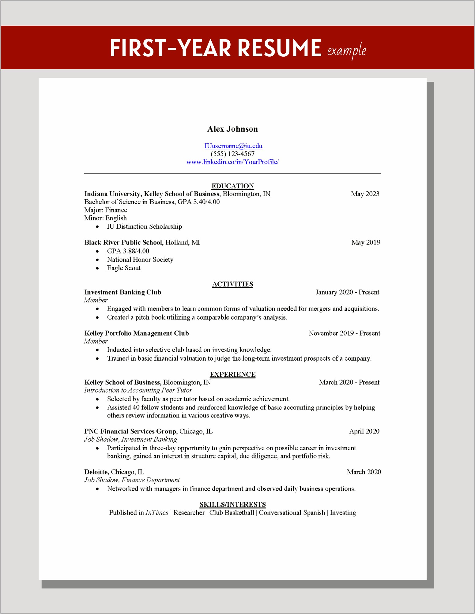 Beginner Job Application Resume Sample