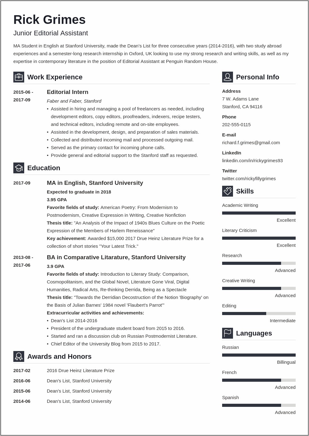 Beginner Skill On A Resume