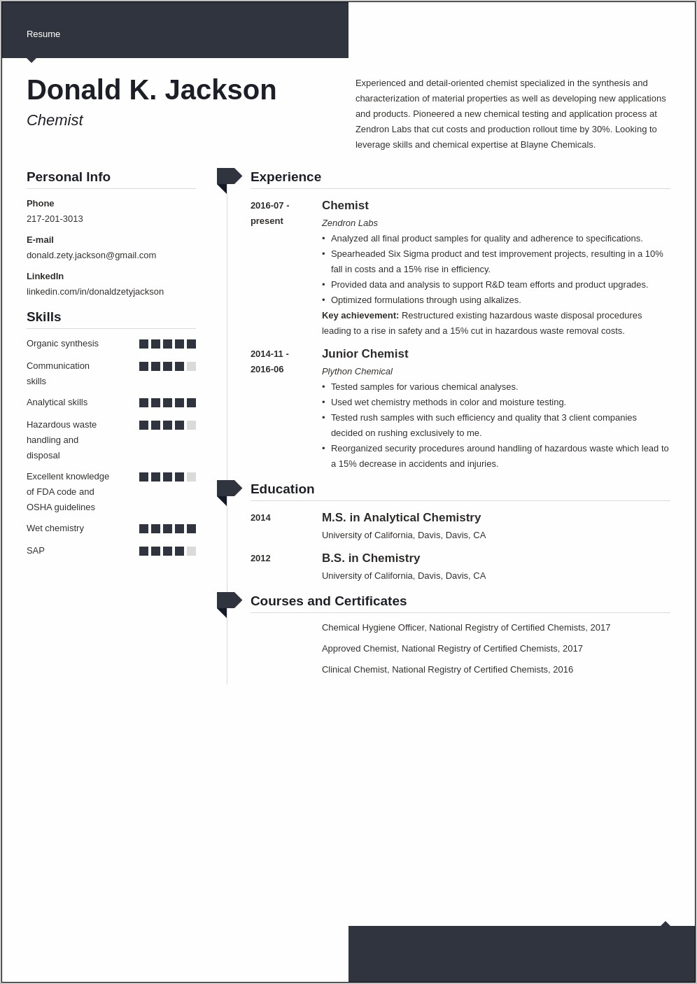 Behavioral Science Research Resume Examples