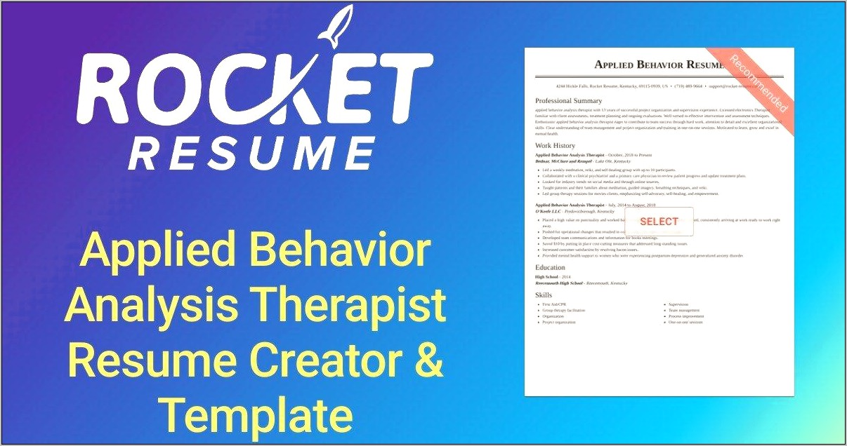 Behavioral Therapist Skills For Resume