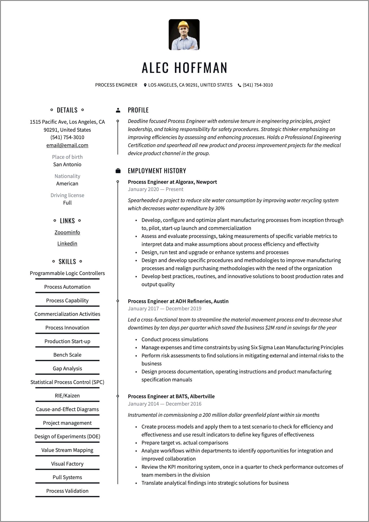 Best Biomedical Engineer Resume Sample