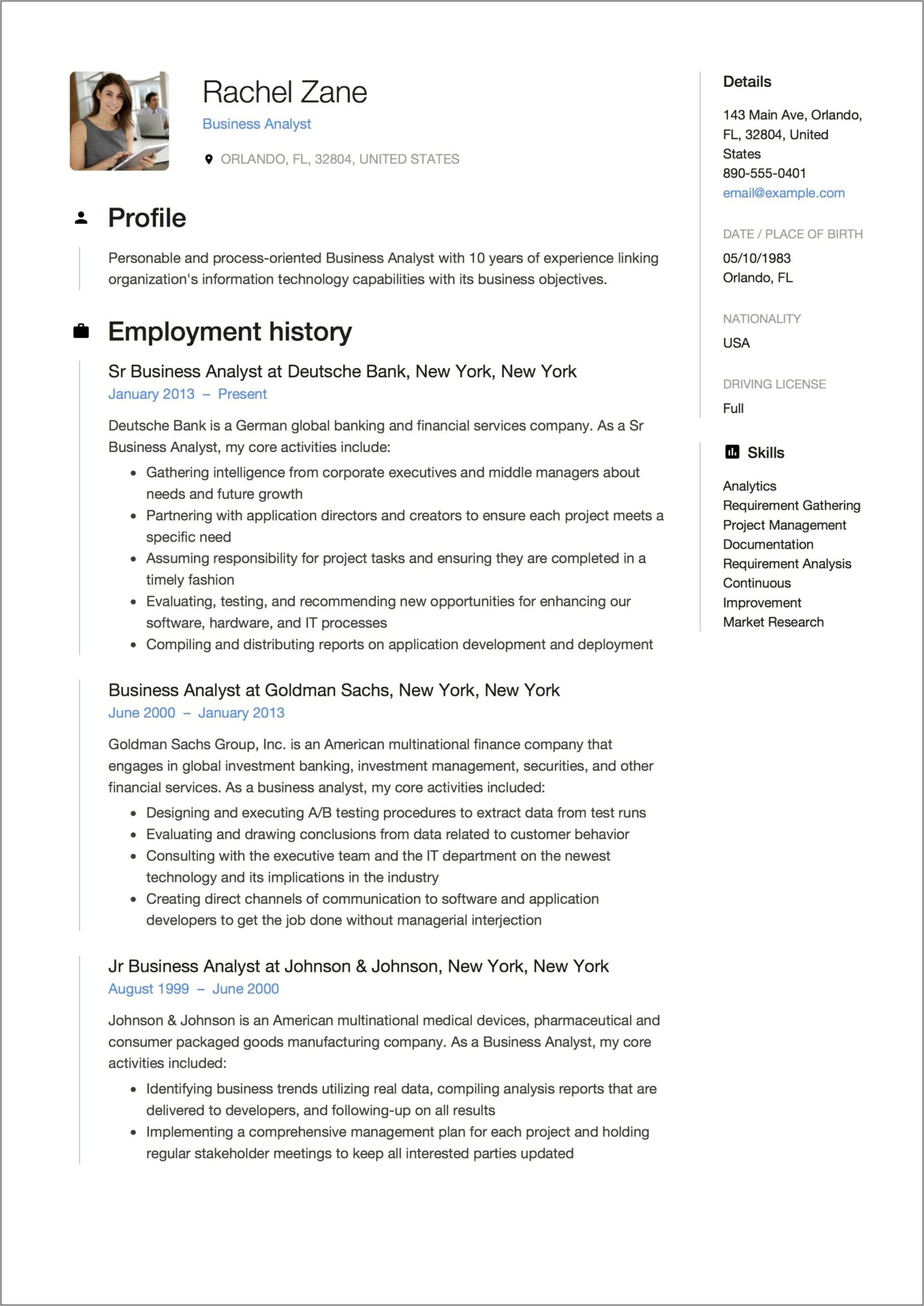 Best Business Analyst Resume Format