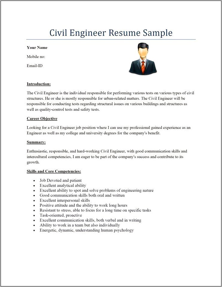 Best Civil Engineer Resume Summary