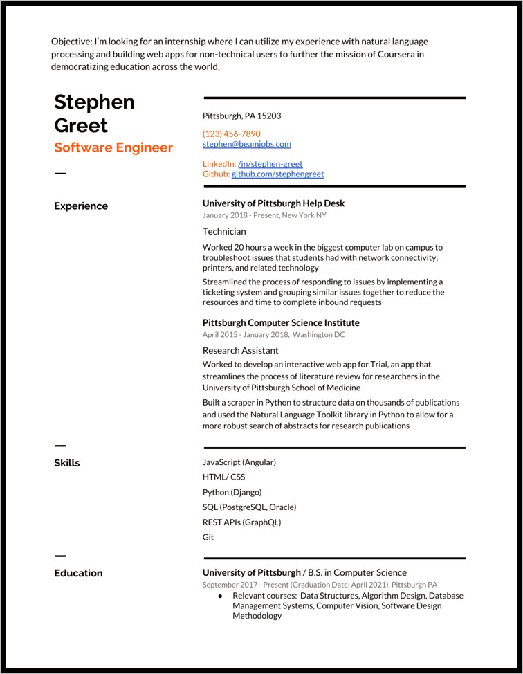 Best Computer Science Engineer Resume