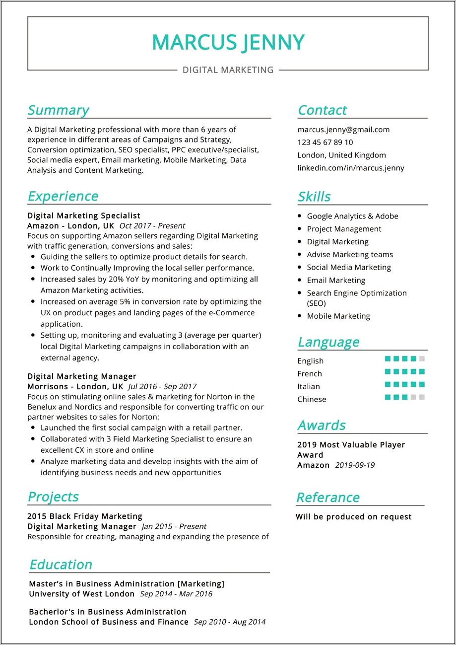 Best Digital Marketing Resume Samples