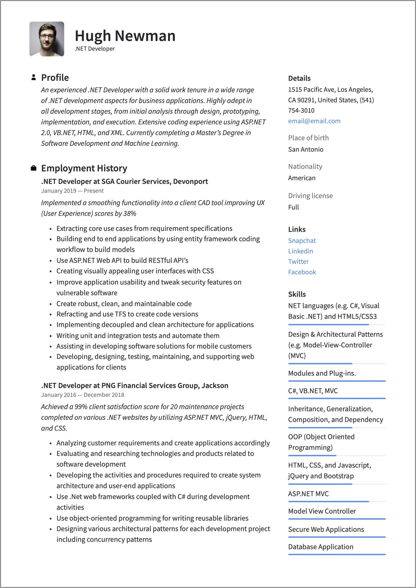 Best Dot Net Developer Resume