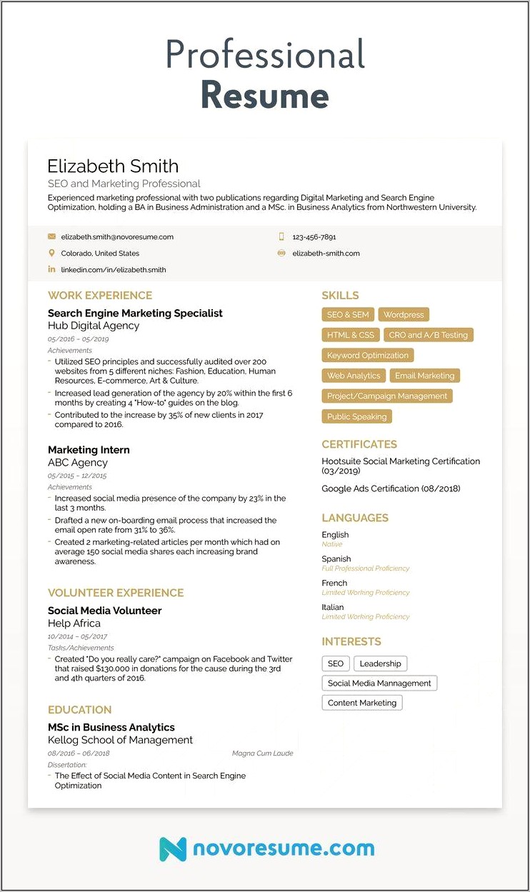 Best Font For Academic Resume