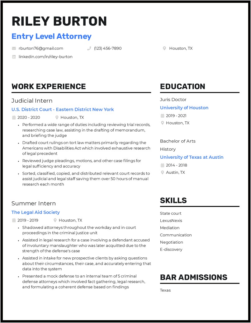 Best Font For Attorney Resume