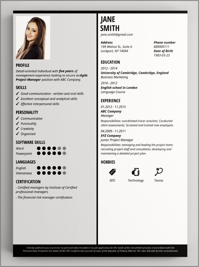 Best Free Resume Templates Pdf