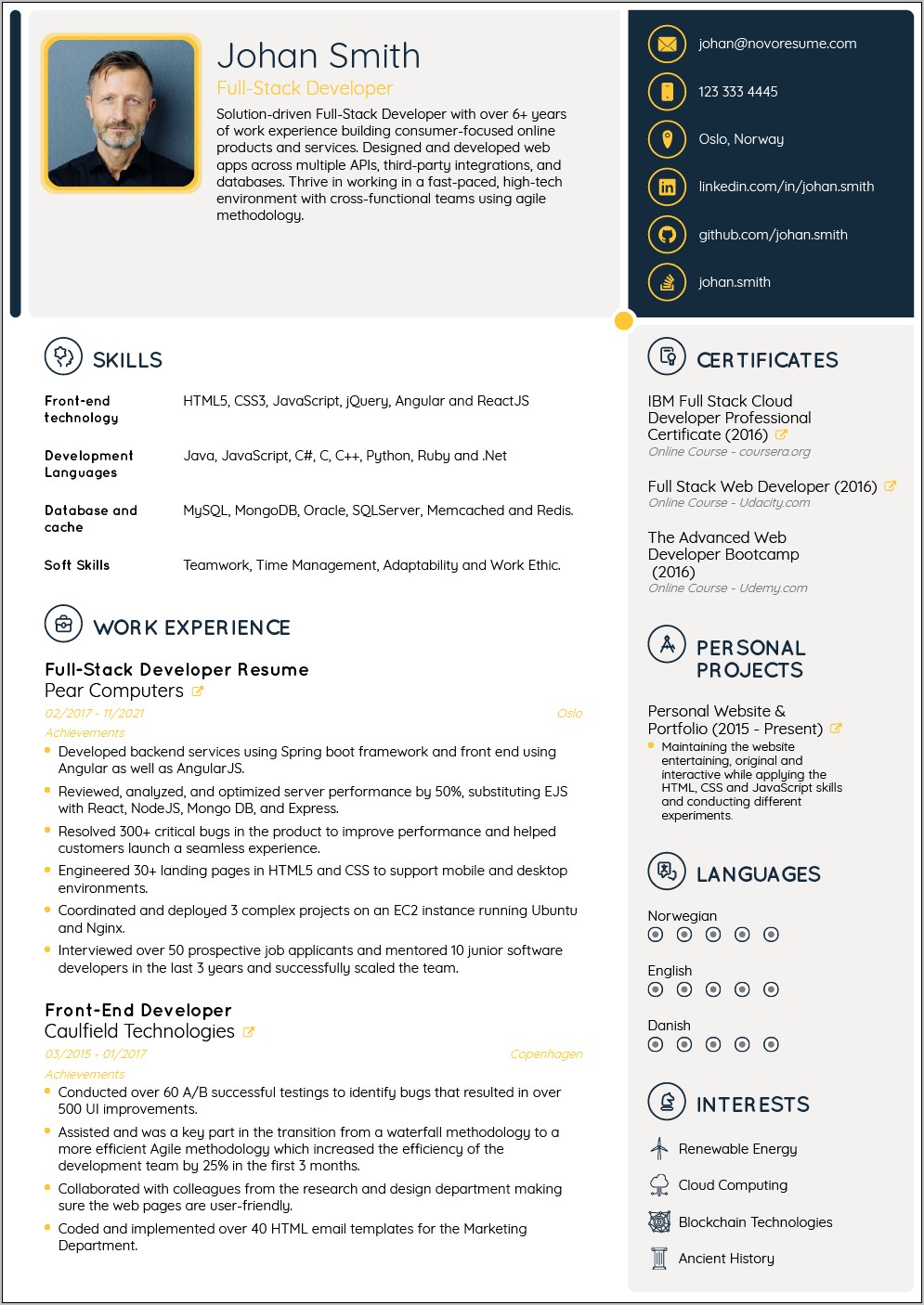 Best Free Sample Resume Template