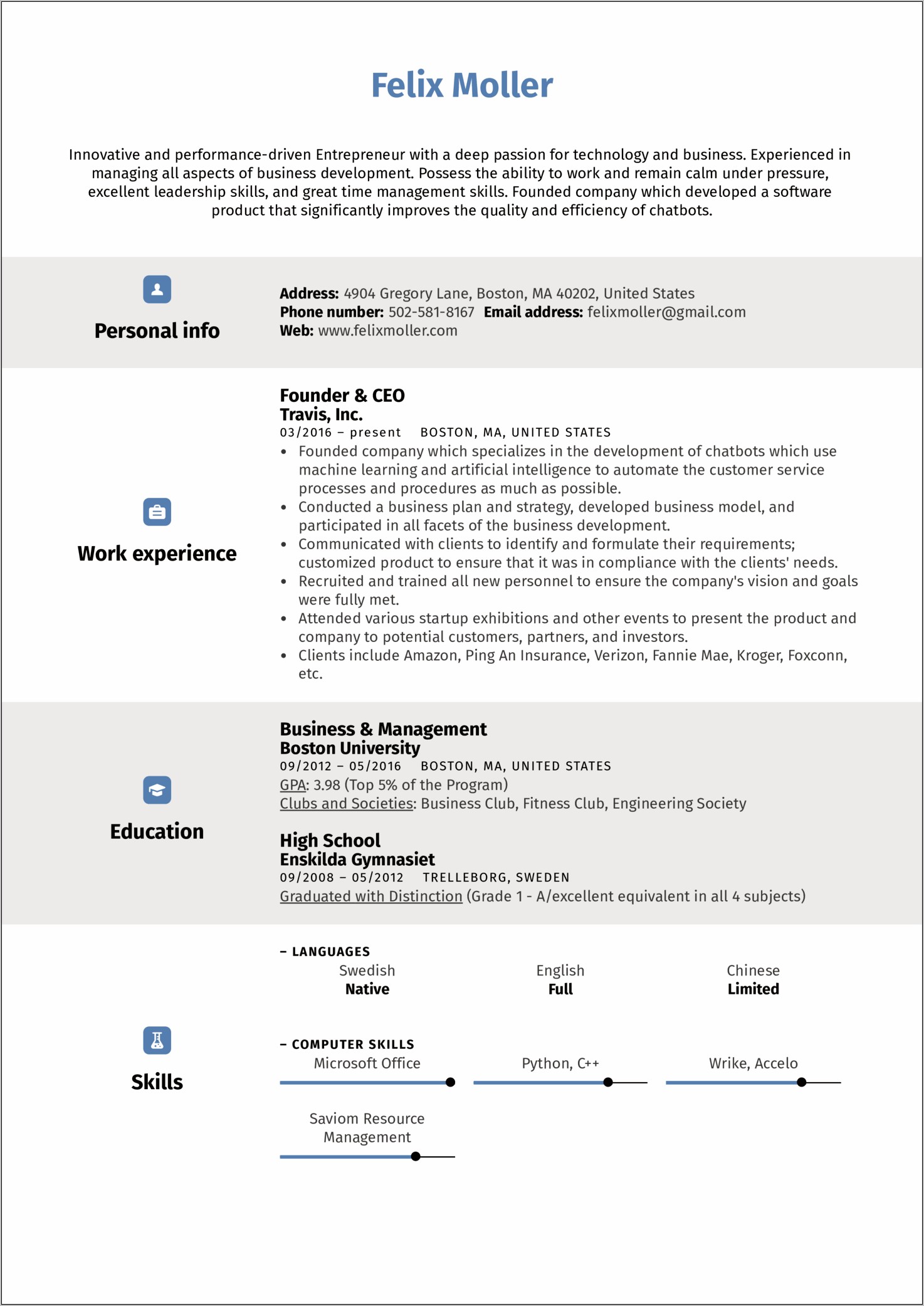 Best General Summary Resume Example