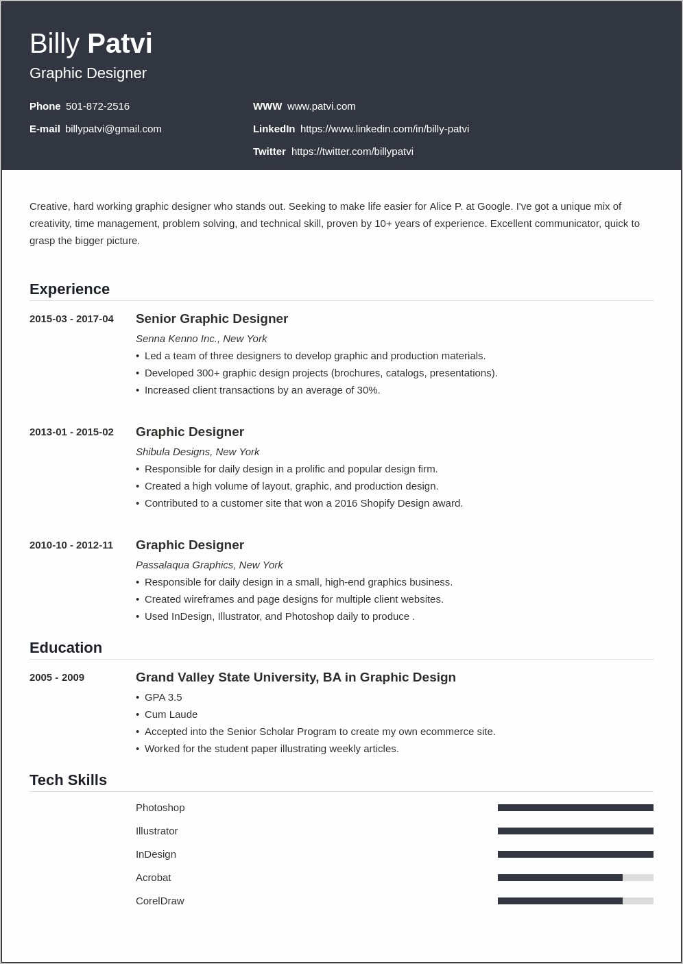 Best Graphic Design Resume Real