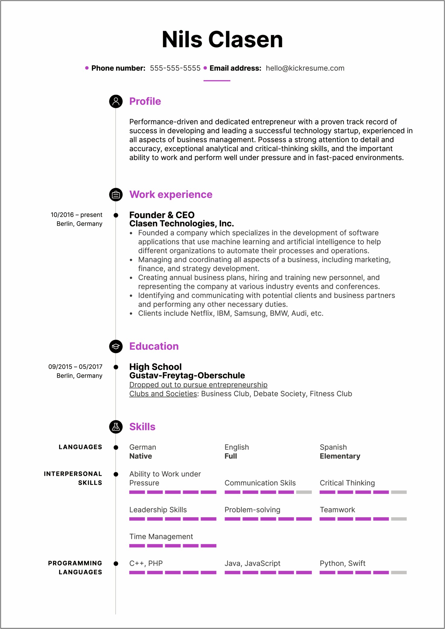 Best High School Student Resume