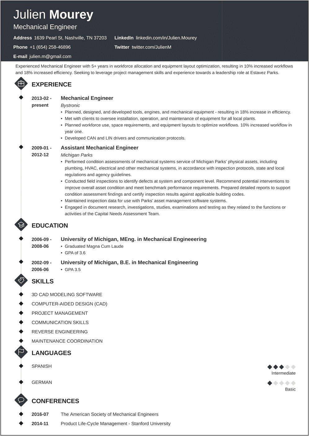 Best Mechanical Engineering Resume Pdf