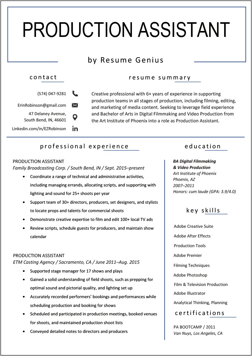 Best Objective For Production Resume