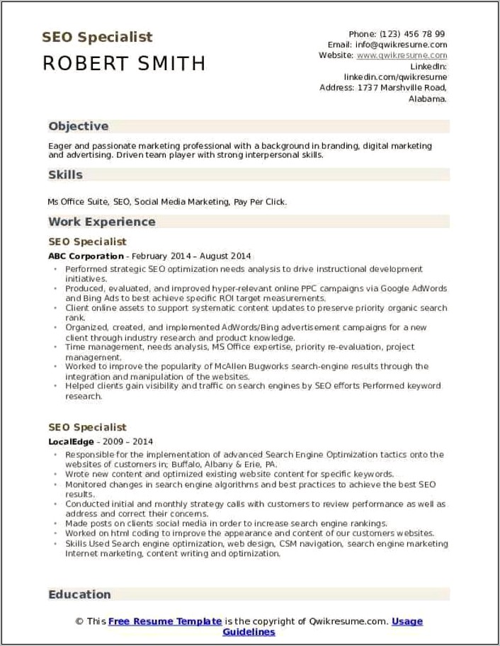 Best Objective Section For Resume