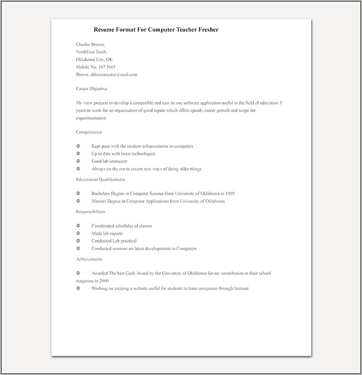 Best Objectives For Teachers Resume