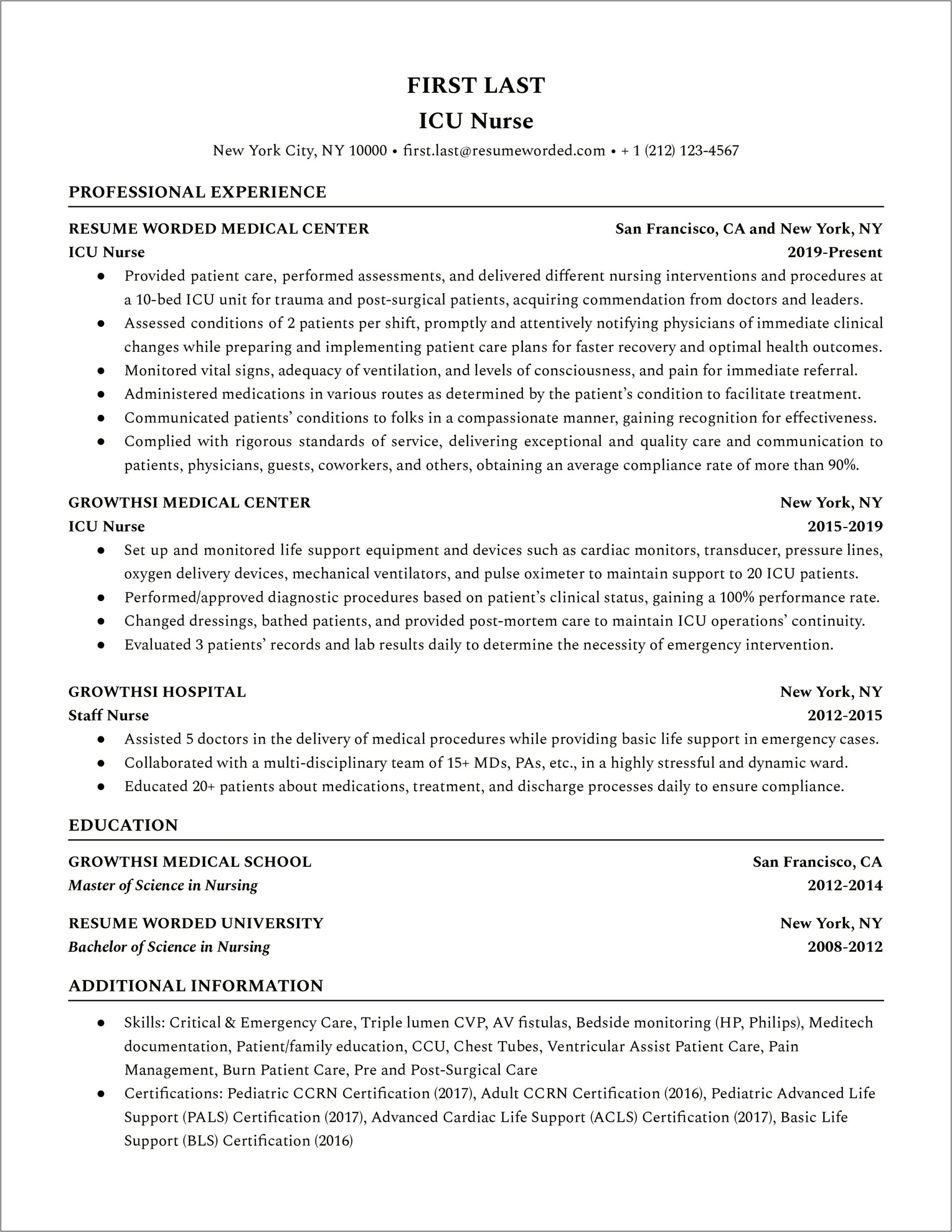 Best Resume Examples For Nurses