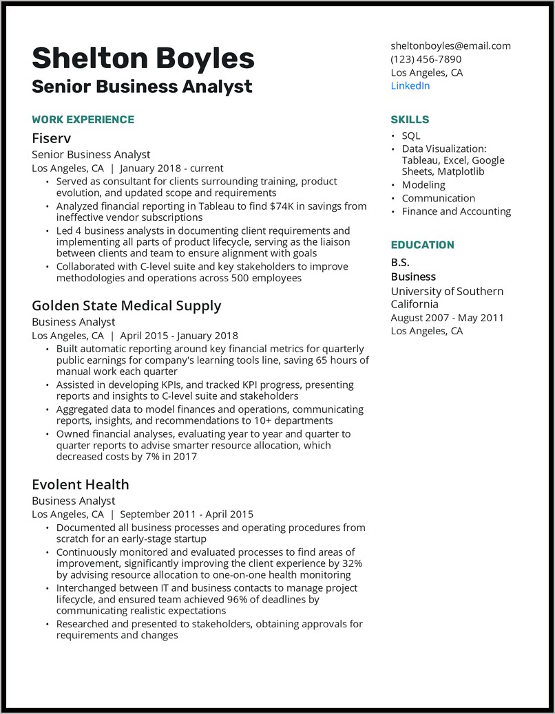 Best Resume For Application Analyst