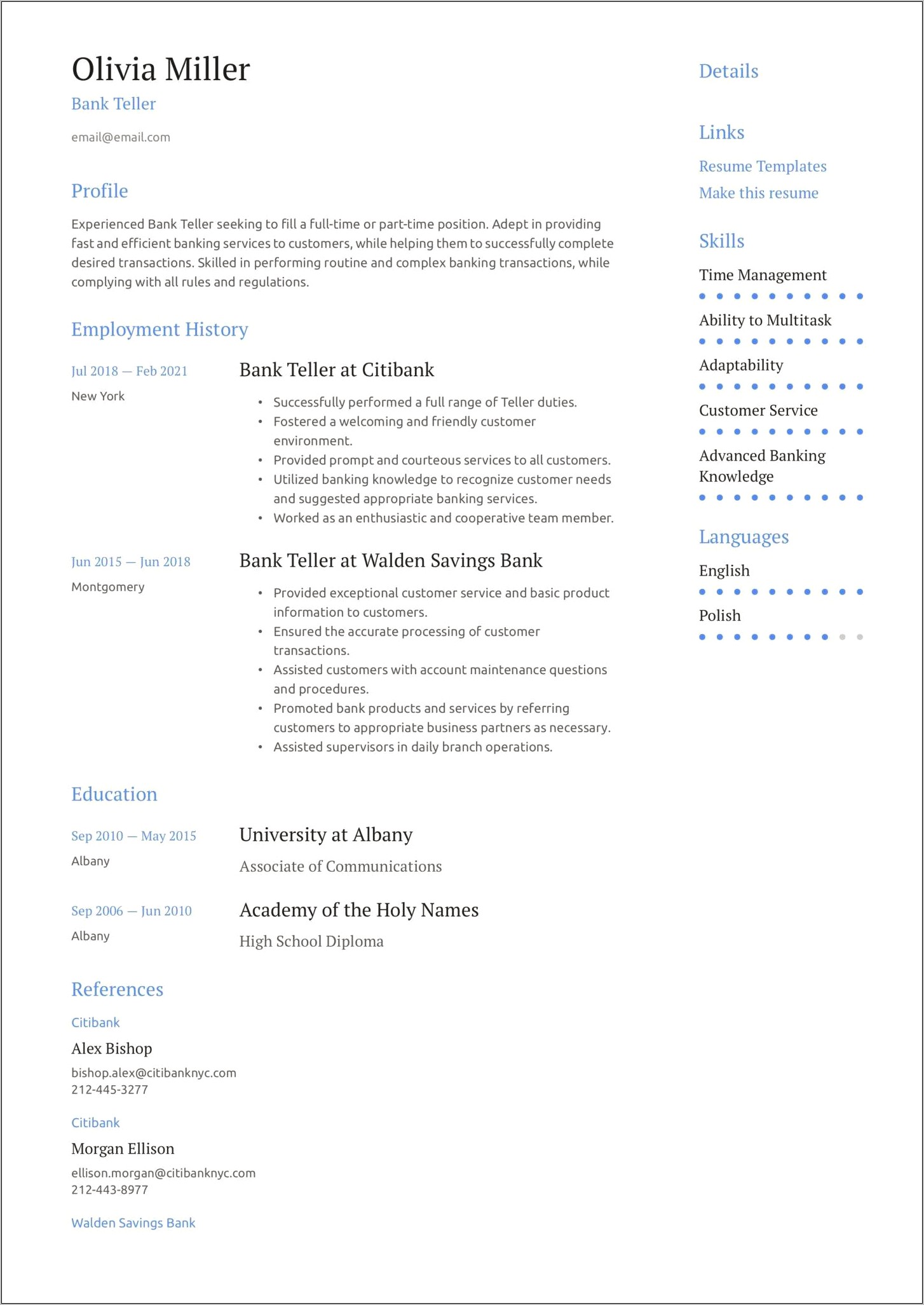 Best Resume For Bank Interview