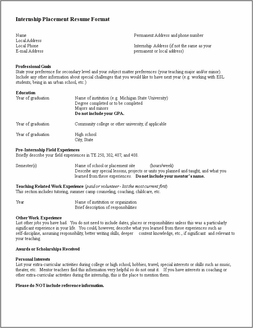 Best Resume For Campus Interview