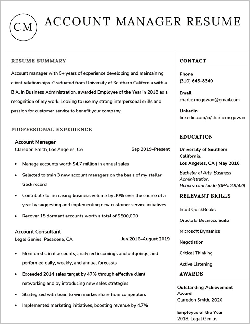 Best Resume For Company Job