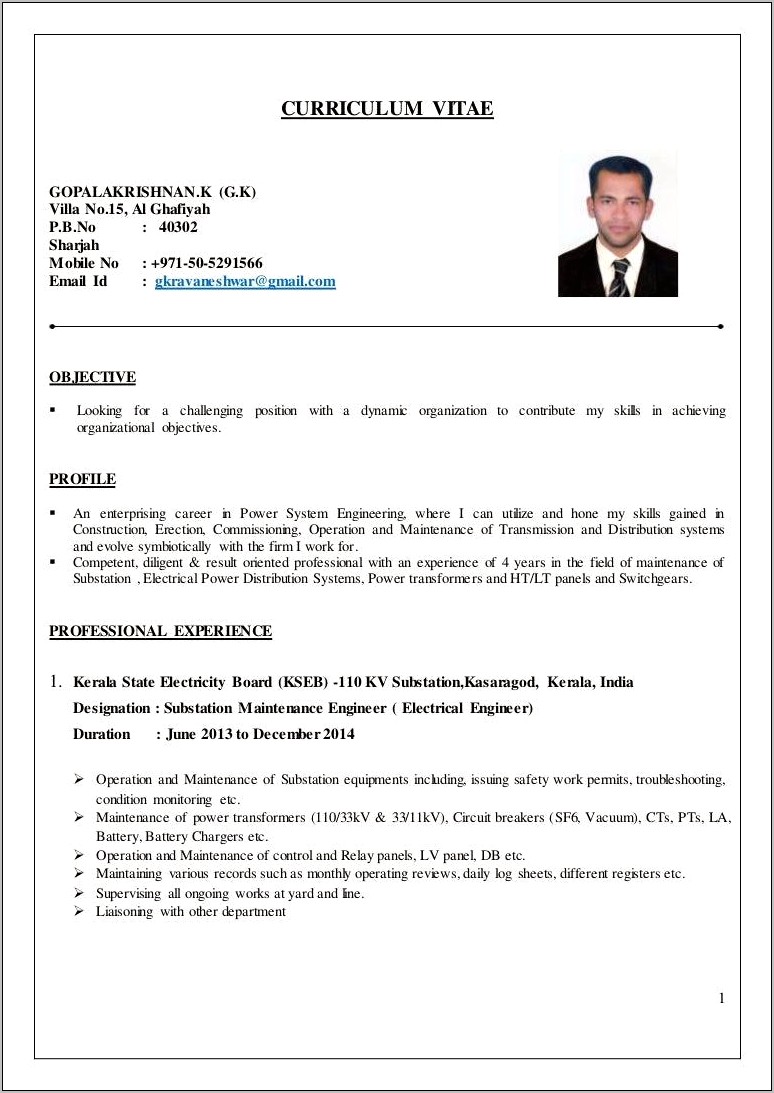 Best Resume For Electronics Engineer