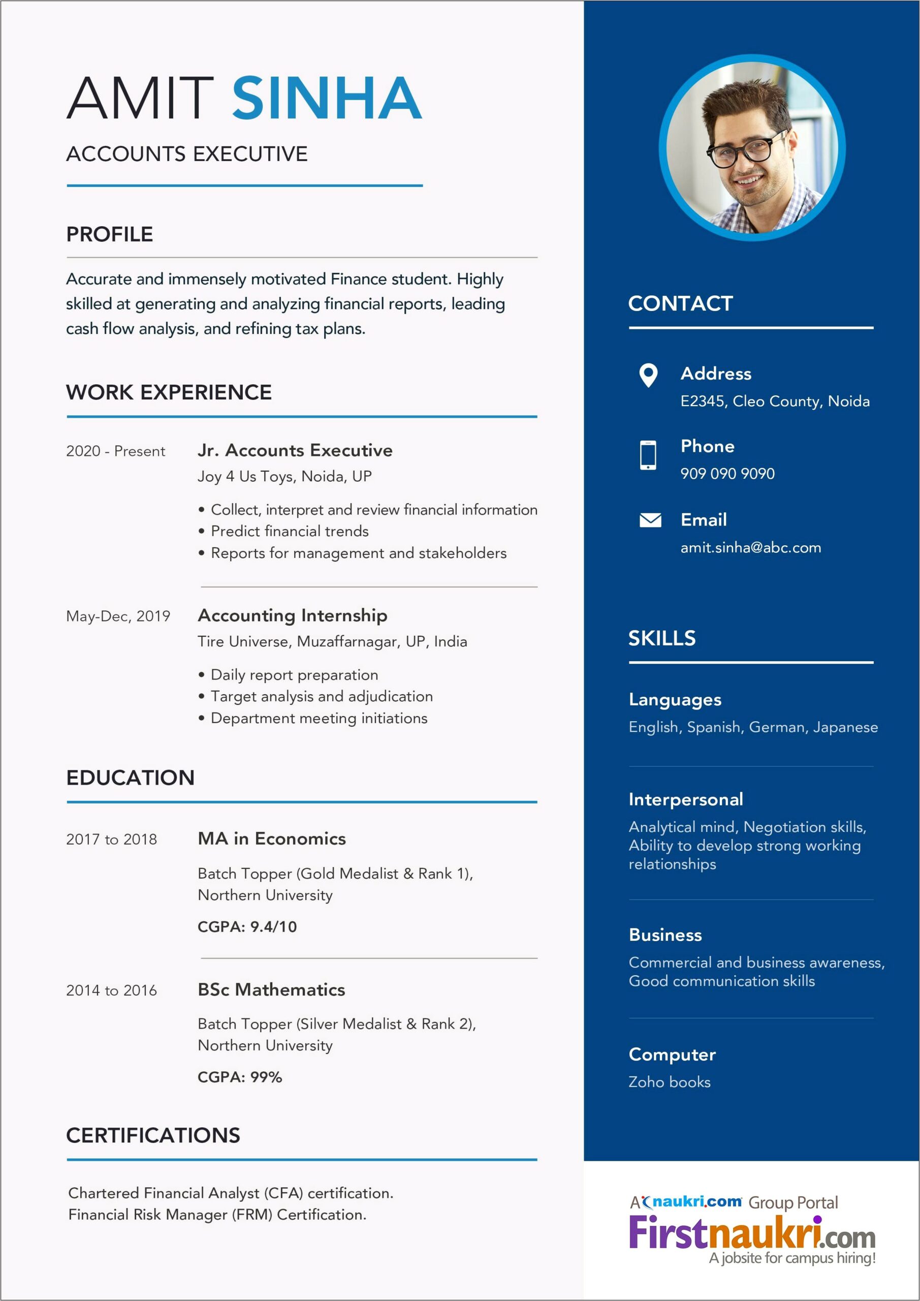 Best Resume Format Download India