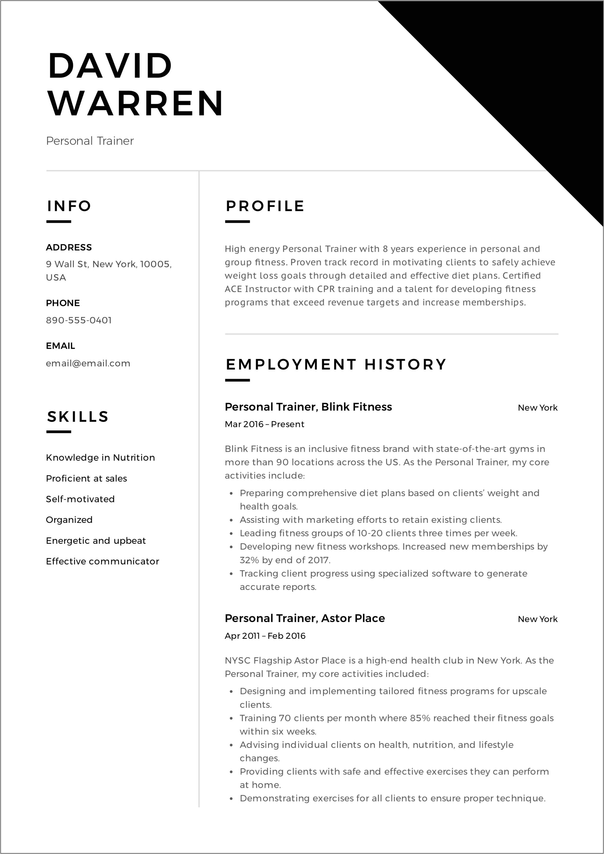 Best Resume Format For Trainers