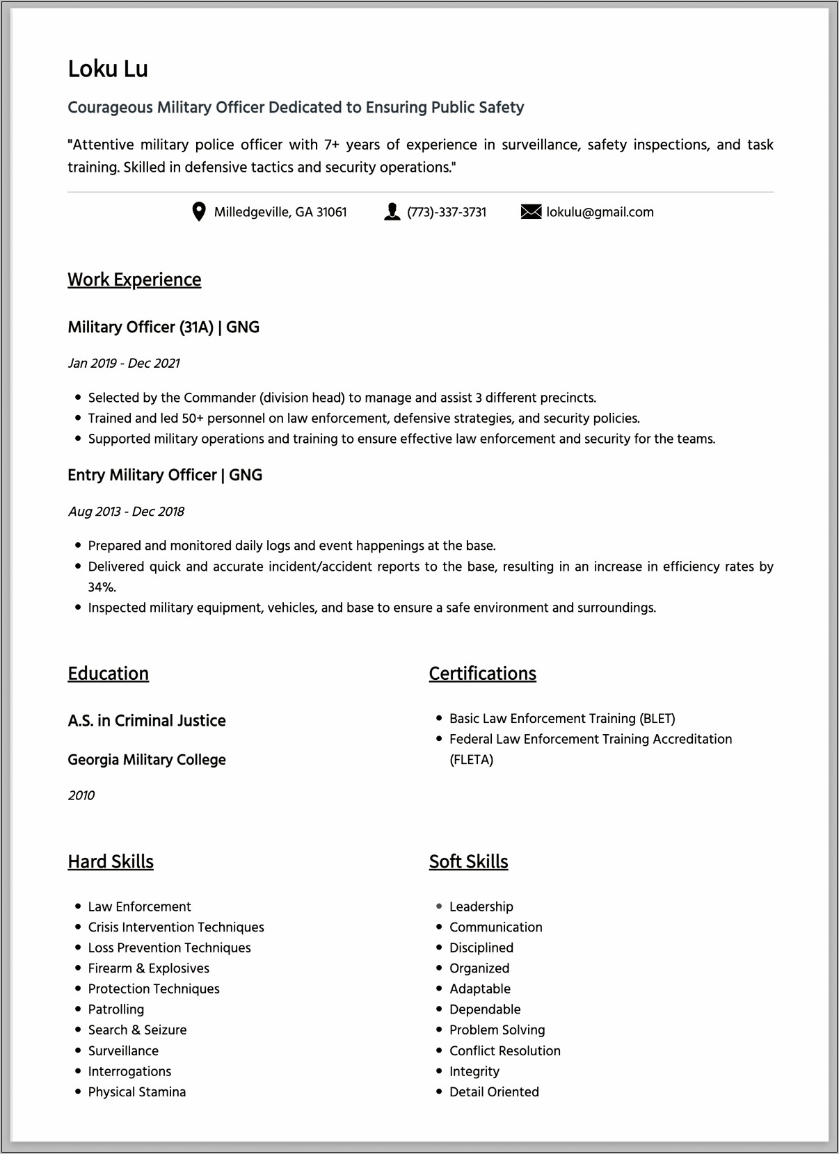 Best Resume Summary For Veterans