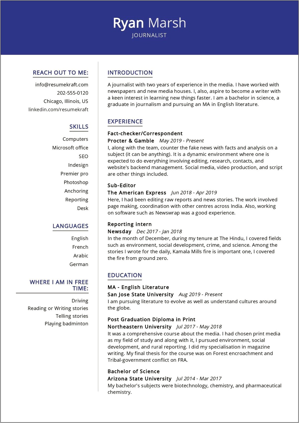 Best Resume Templates For Journalists