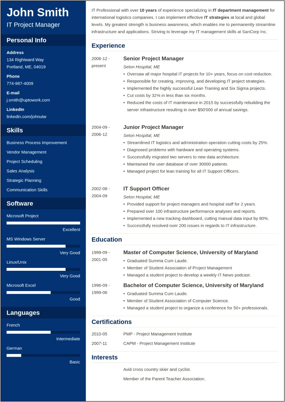 Best Resume Vocational Job Template