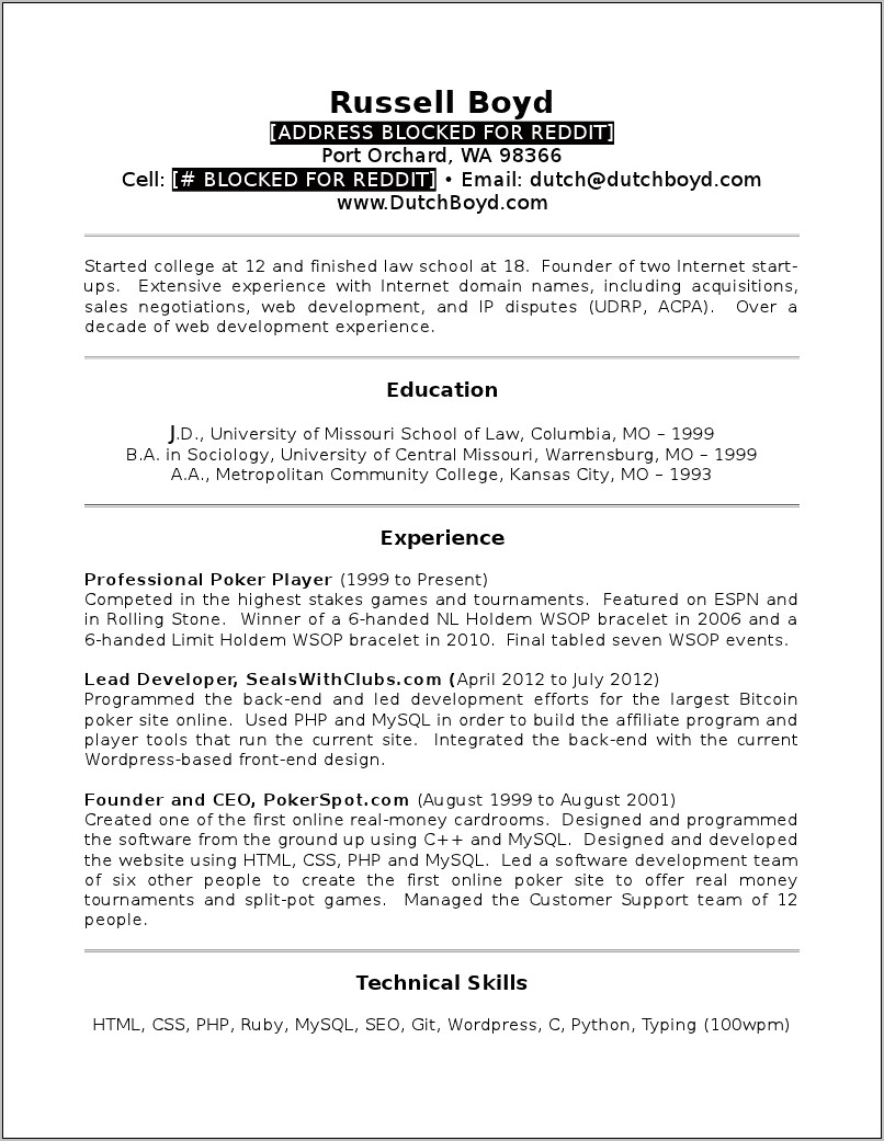 Best Resumes For Finance Reddit