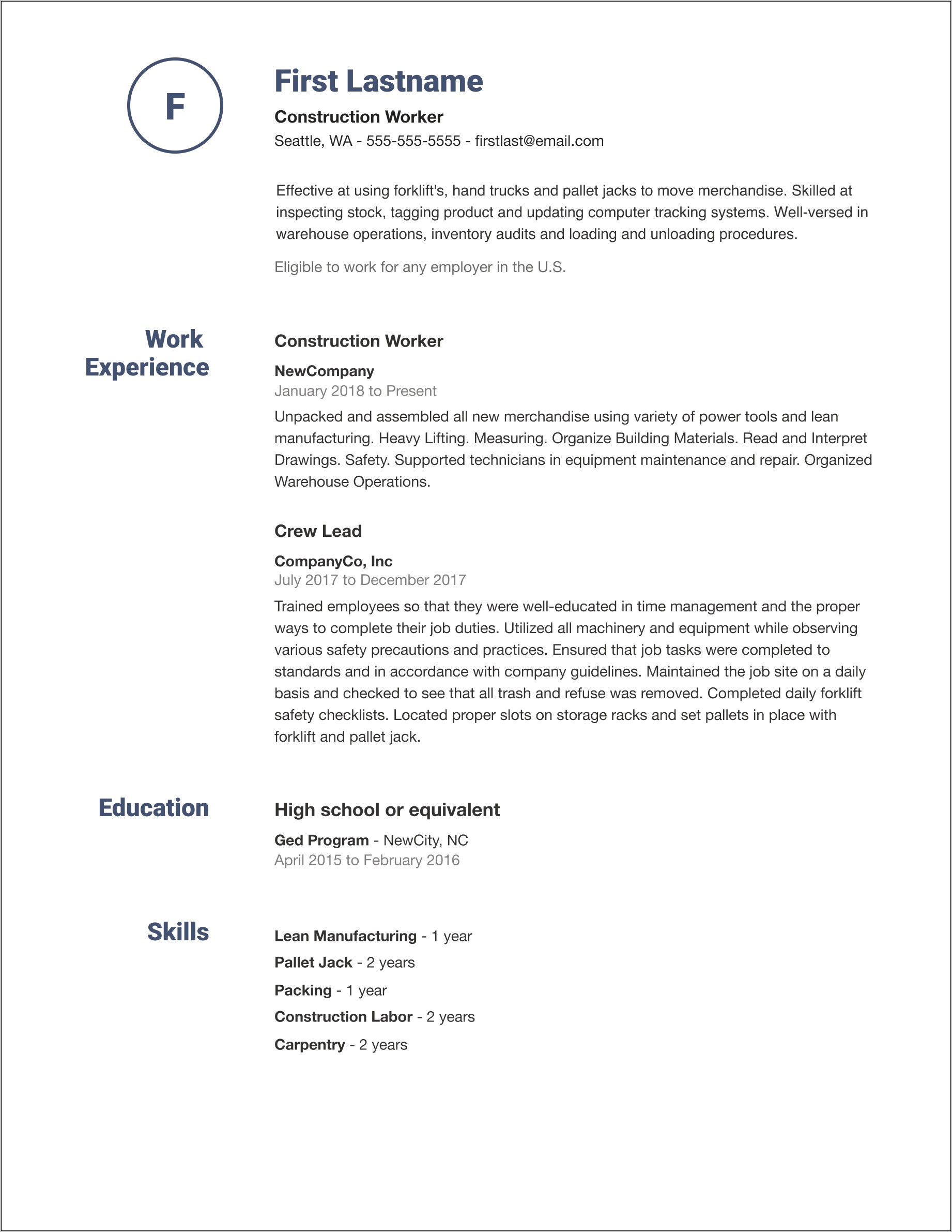 Best Sample Of Professional Resume