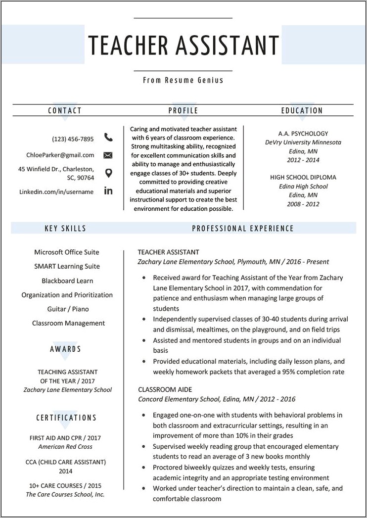 Best Skills For Teacher Resume