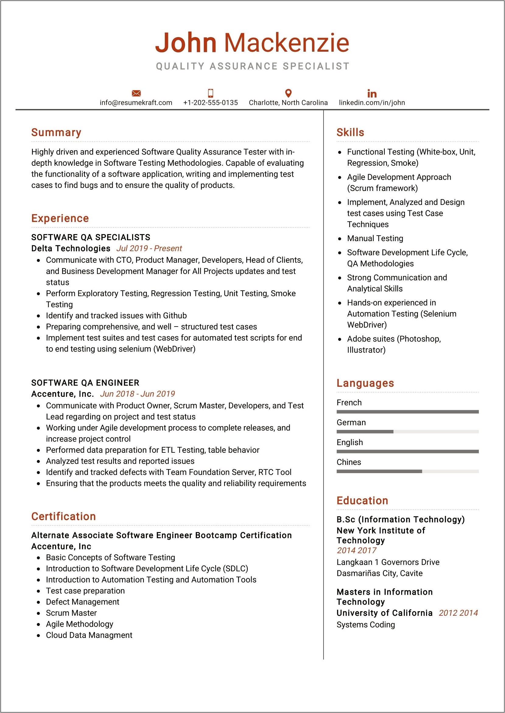Best Software Quality Assurance Resume