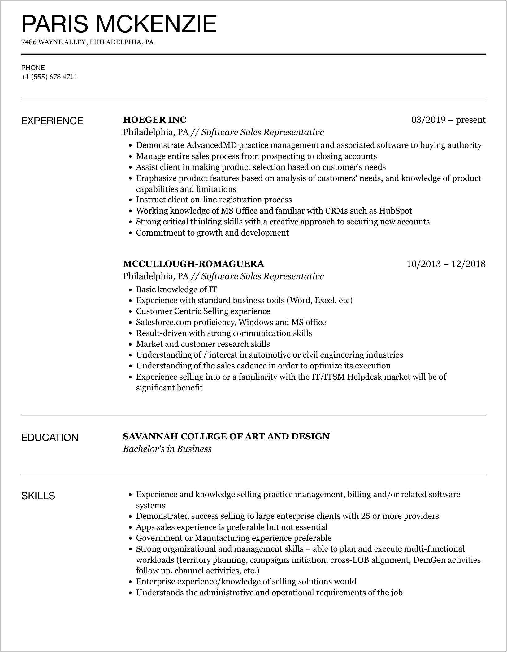 Best Software Sales Resume Examples