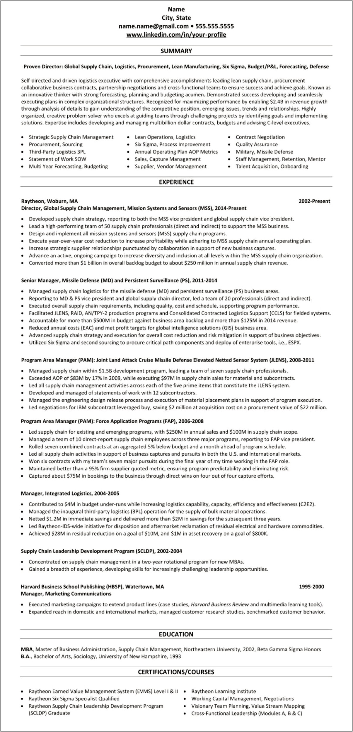 Best Supply Chain Executive Resume