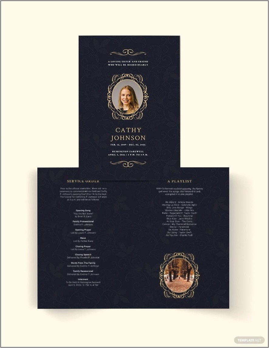 Bi Fold Funeral Program Template Psd Bundle Download