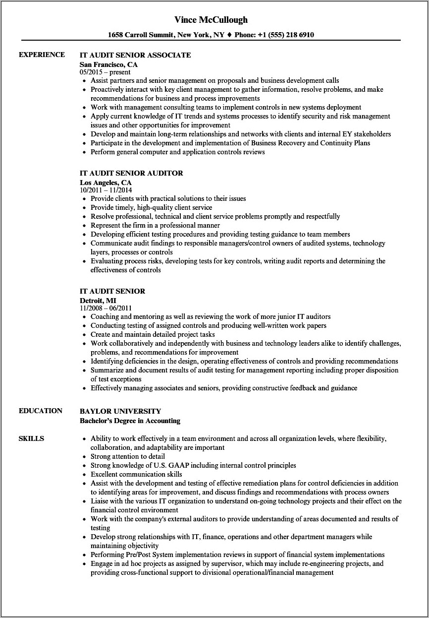 Big 4 Accounting Resume Example