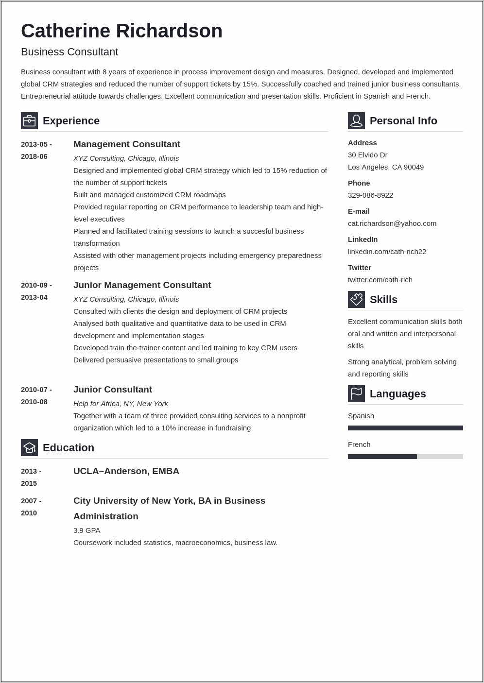 Big 4 Consulting Resume Examples