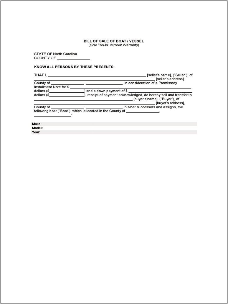 Bill Of Sale Templates For Download